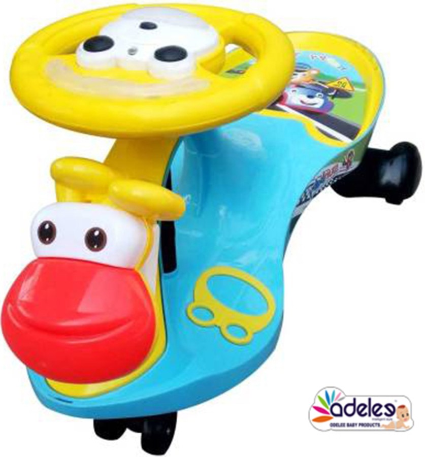 ODELEE FUNTIME Twister Magic Swing Smart Car Ride ons for Kids/ Child, 3-8  Years Boys Girls, fun ride Toy, Cartoon Face W/ Music & Light, Free Wheels,  Push car Gadi, Strong Body