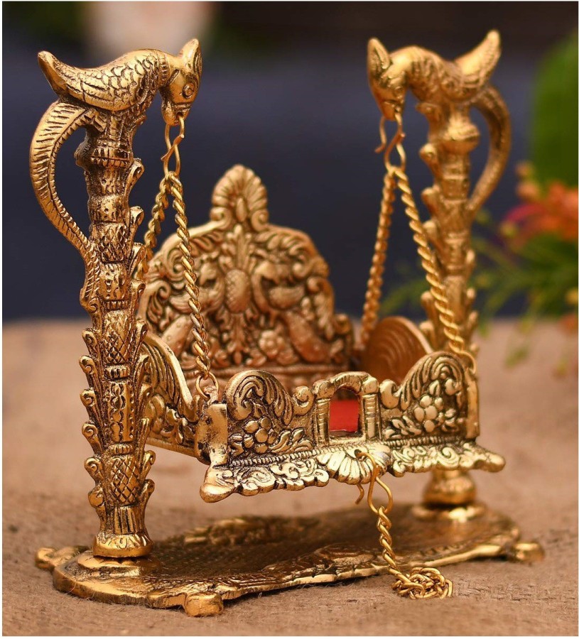 Decorative Krishna Swing Laddu Gopal Jhula Oxidized Swing For God Small ...