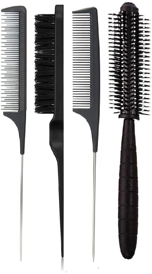 Nyamah sales 4 PCS Hair Styling Comb Set Professional Styling Comb Set  Variety Pack Great for All Hair Types  Styles Paddle and Round Hair Brush  Straightener for Women Men Hairdressing Salon
