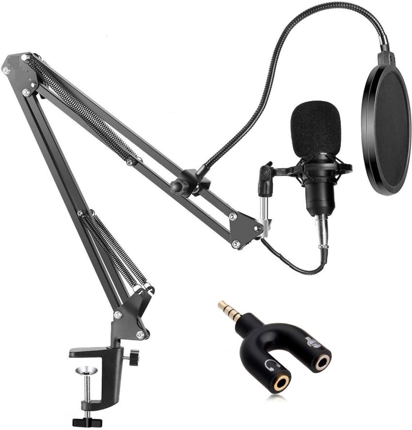 Corslet Studio Microphone for Voice Recording, Microphone for Singing Condenser  mic Gaming mic for Pc live Streaming mic for Studio Recording Microphone  Podcasting Broadcasting with Nb-35 Stand Pop Filter  Audio Splitter