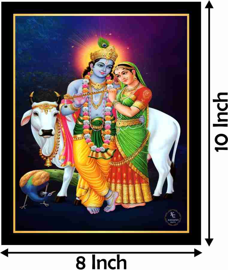 KHEDAPATI CRAFTS RADHA KRISHNA WITH COW 8787 Digital Reprint 10 inch x 8  inch Painting Price in India - Buy KHEDAPATI CRAFTS RADHA KRISHNA WITH COW  8787 Digital Reprint 10 inch x