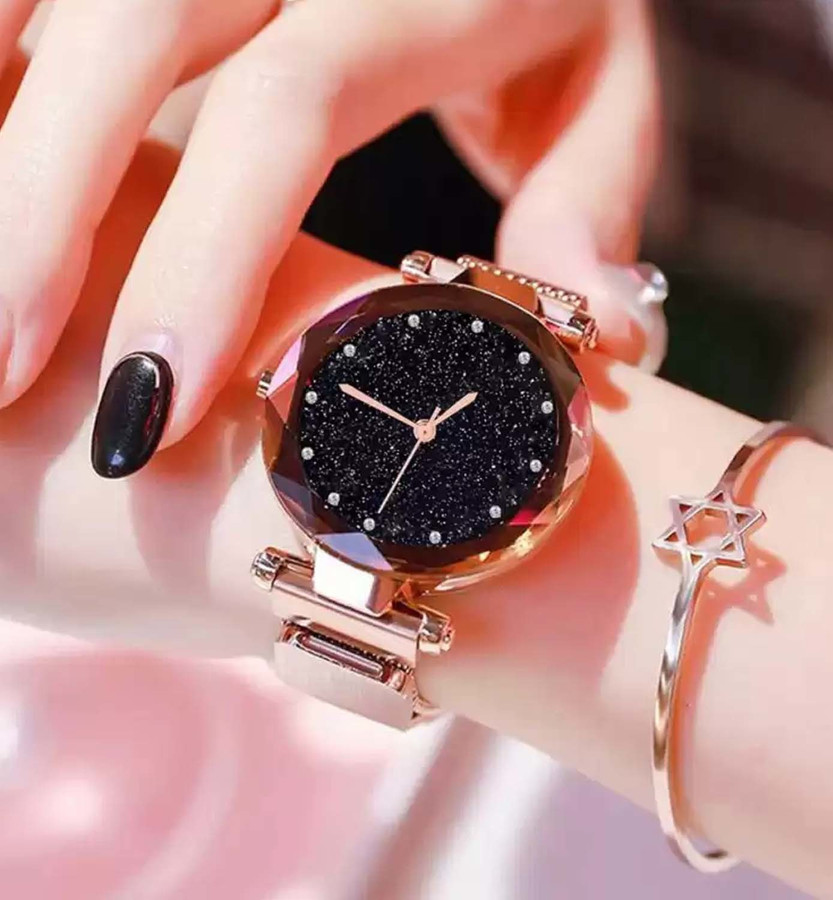 12 Point Rozgold Magnet Strap Girls Women All Diamond Magnetic Chain Magnetic Chain Analog Watch For Women Price in India Buy 12 Point Rozgold Magnet Strap Girls Women All Diamond