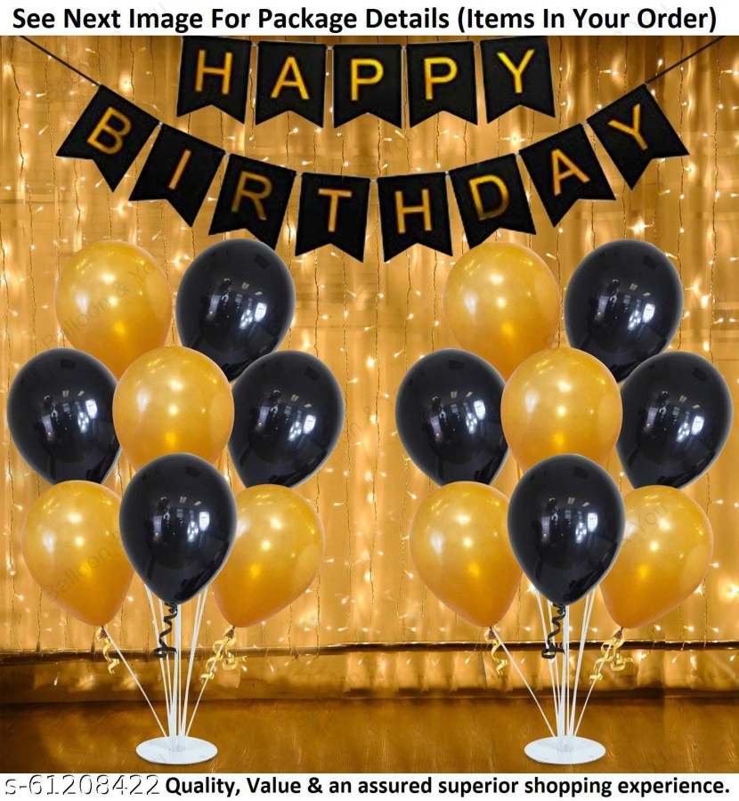black and gold birthday party decorations - (Total 169pcs) happy birthday  Supplies for women and men, Balloons,tablecloth,Foil