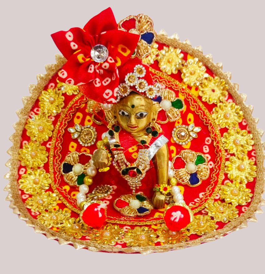 Laddu Gopal Mor Pankh Designer Dress with Pagdi | Yellow - Upto 60% off