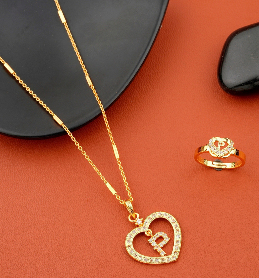 letter Diamond Pendant locket chain 