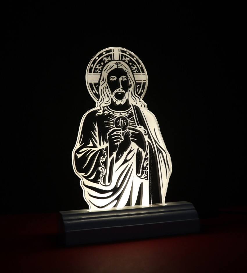 GORVA The Jesus 3D illusion Acrylic Table Lamp(color-white) Table ...