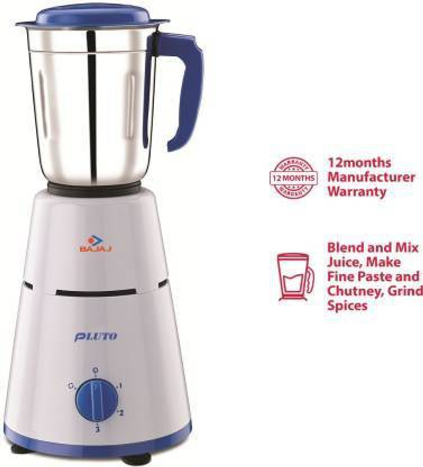 bajaj pluto 500 watt 3 jar mixer grinder