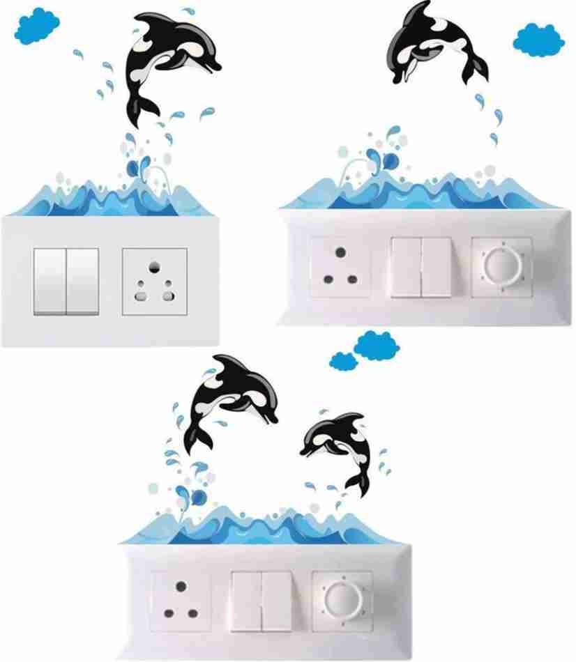 KC Home Decoration 30 cm Decorative Small Switch Penal/Board decor Wall  Sticker of Hanging Cute Dog and cat on switch Penal Cute Puppy NAD Dog face  and Sleeping cat Self Adhesive Sticker