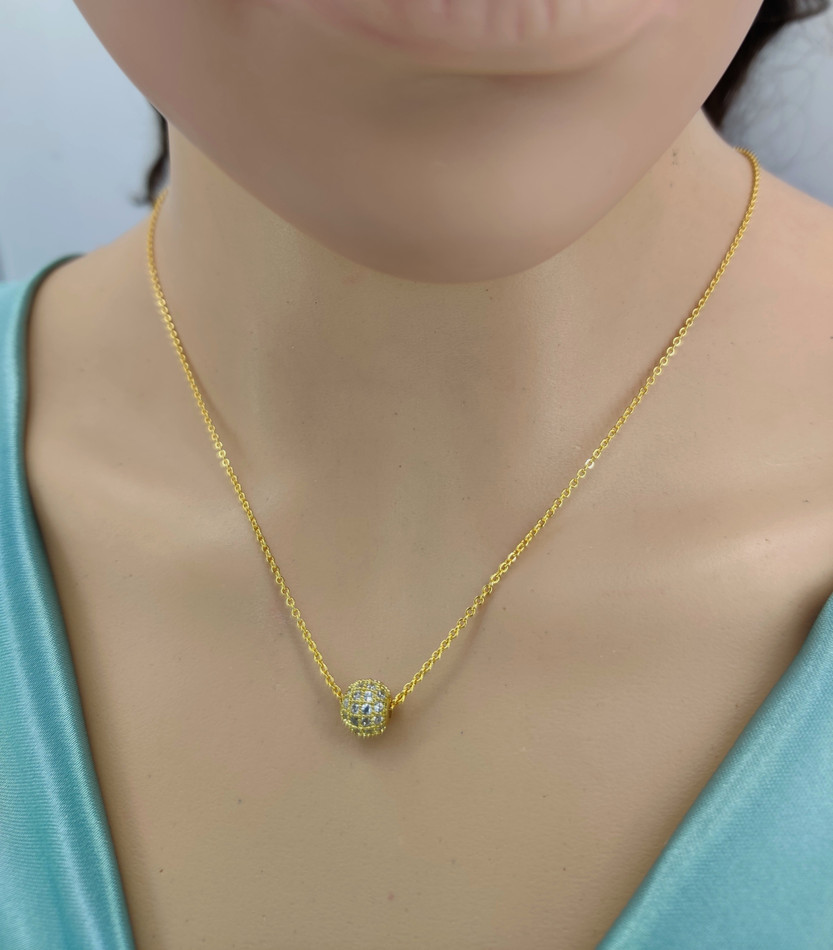 Fancy Gold Plated White Ball With Golden Chain For Girls And Women
