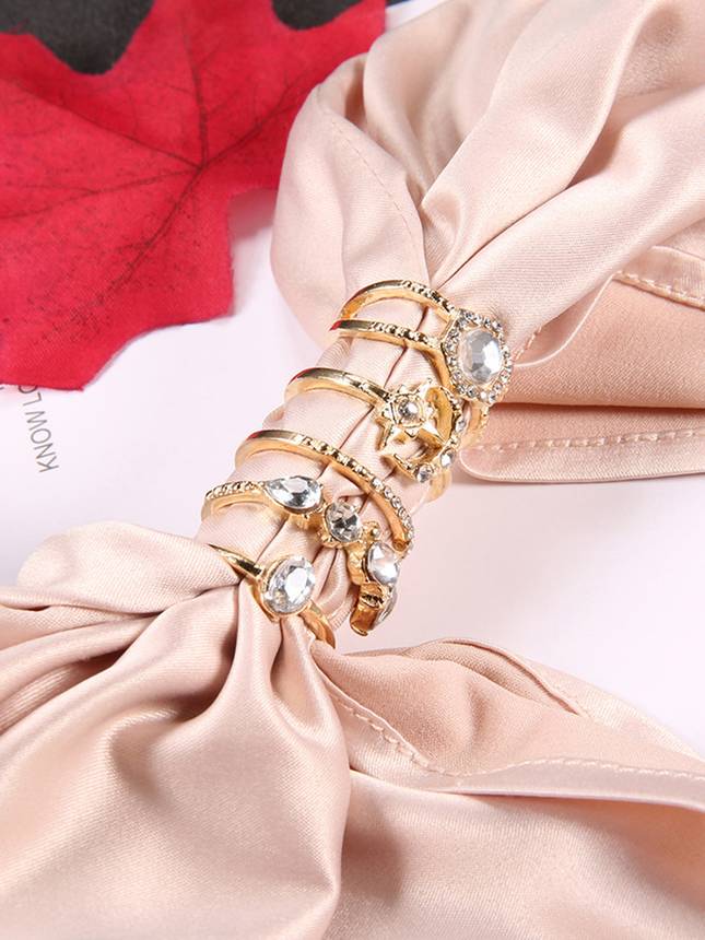 Luxurious Star Moon Design Gold Plated Ring Combo for Women Alloy Gold Plated Ring Set