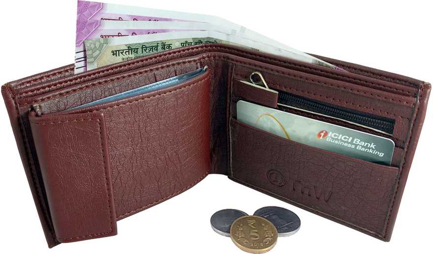 Men Casual Brown Artificial Leather Wallet (10 Card Slots) MolBhavKaro