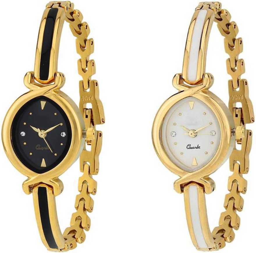 Stylish Golden Platted Bangle Watch Combo For Girl Analog  