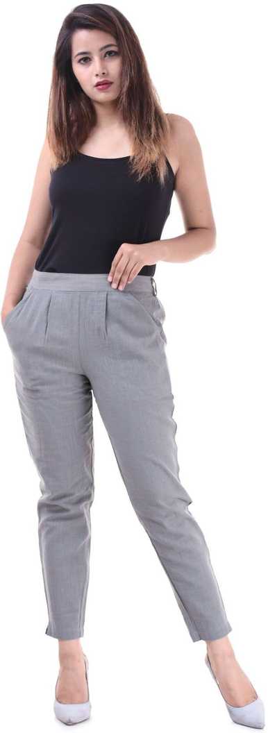 Grey Cotton Blend Trousers