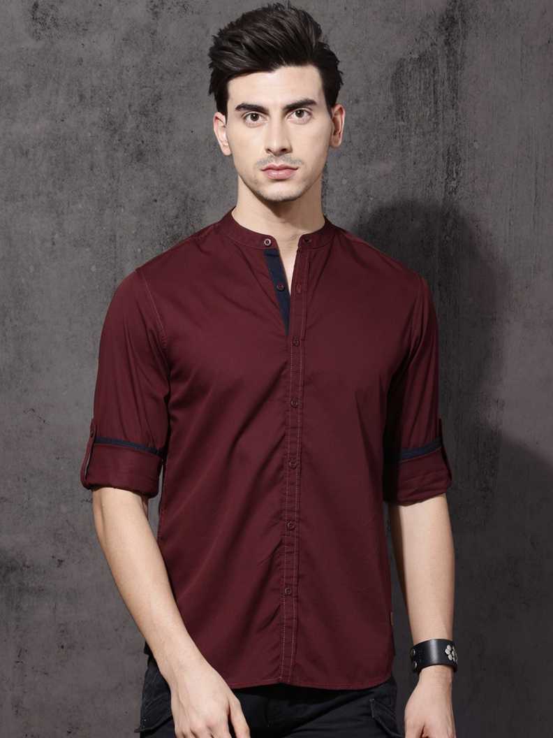 Men Slim Fit Striped Spread Collar Casual Shirt