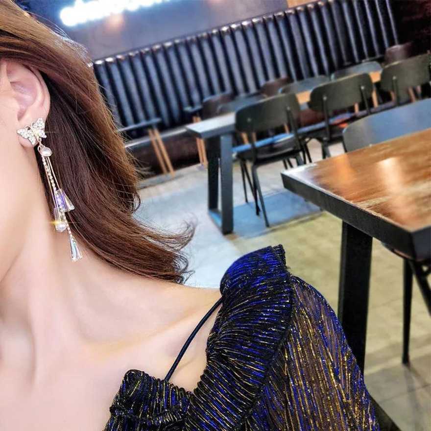 Top 10 Best Fashion Earrings Available Online At Low Price Which You Don'T Want To Miss 6 Yellow Chimes A5 Grade Crystal Hanging Butterfly Long Earrings Crystal Alloy Drops &Amp; Danglers