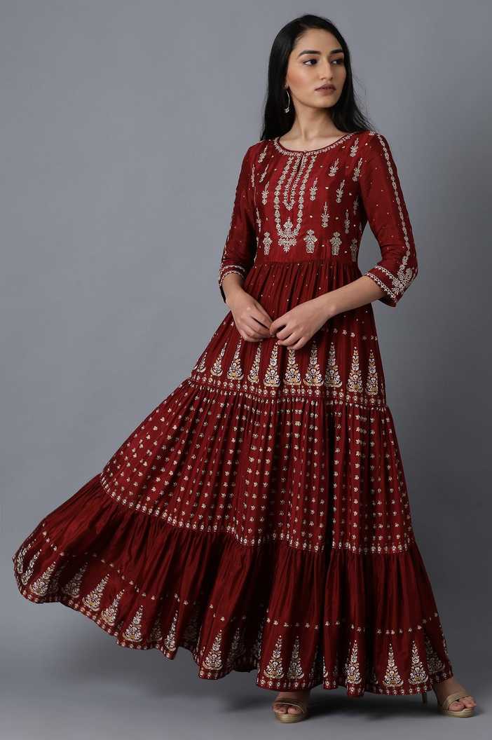 Women Ethnic Dress Maroon Dress