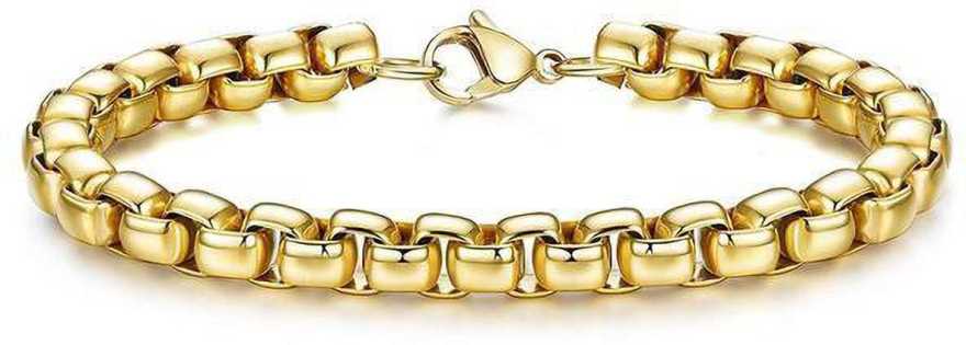 LUXURY SONS® Popcorn Gold 316L Stainless Steel Lobster Clasp Bracelet for Men & Boys