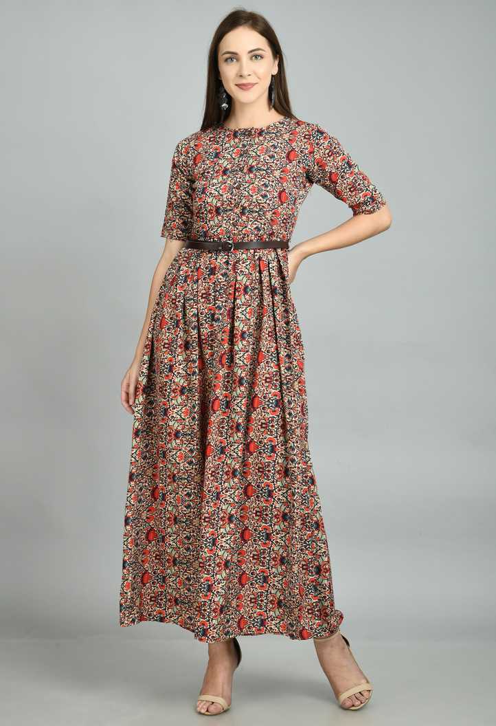 Women Fit and Flare Maroon Dress