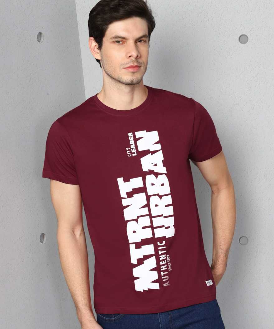 METRONAUT Printed Men Round Neck Maroon T-Shirt