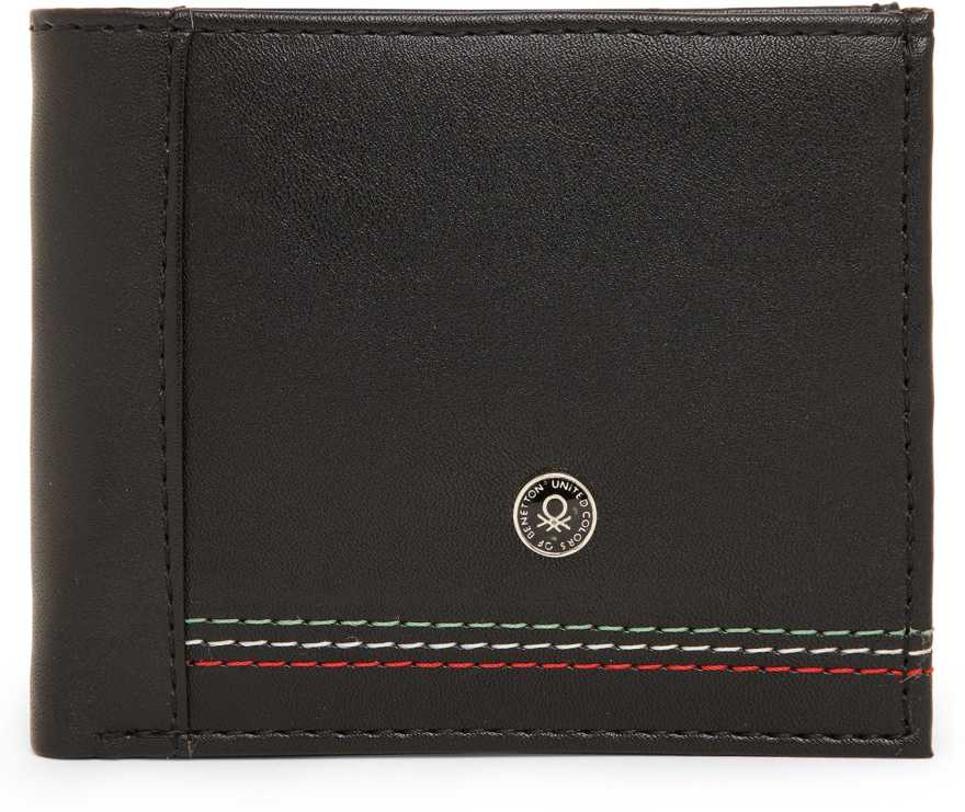 United Colors of Benetton Men Black Artificial Leather Wallet – Mini  (3 Card Slots)