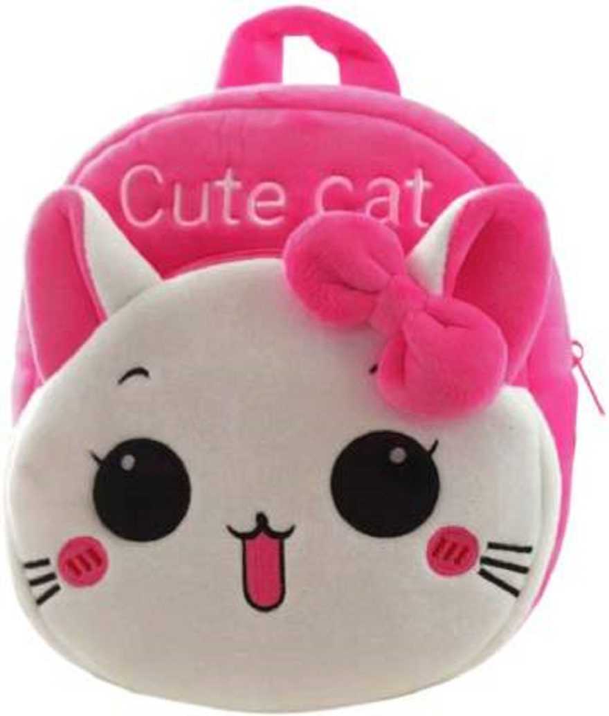 MOM’S GADGETS Small 11 L Backpack Kids School Cute Cat Fabric Cartoons Soft Plush Bag