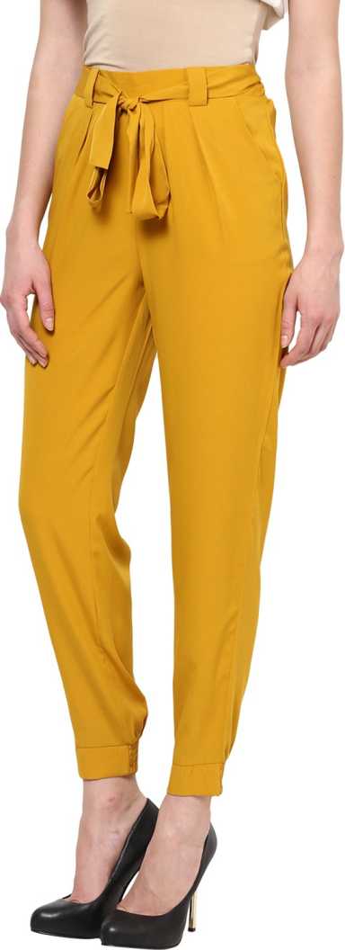 Yellow Poly Crepe Trousers