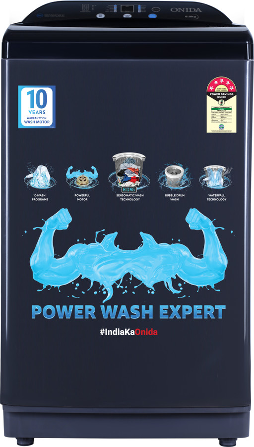 Onida 8 kg Fully Automatic Top Load Washing Machine (T85GDB, Grey)