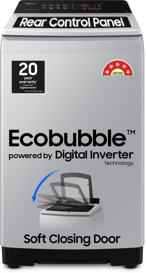 Samsung 7 kg 5 star, Ecobubble, Digital Inverter, Fully Automatic Top Load Washing Machine Grey(WA70BG4441YYTL) Flipkart Deal
