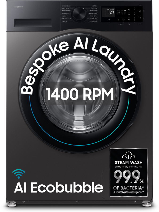 Samsung 9 Kg 5 Star, Ai Ecobubble, Super Speed, Wi-fi, Hygiene Steam, Digital Inverter Motor Fully Automatic Front Load Washing Machine -built Heater Flipkart Deal