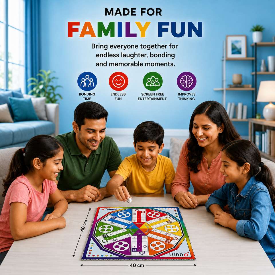 VINEX 6 Player Ludo Board Game PVC Laminated Durable Cardboard Pack of ...
