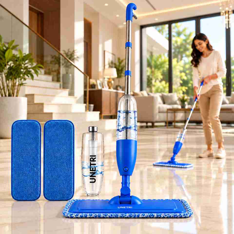 UNETRI-PRO 360° Rotating Spray Mop for Floor Cleaning, 2 Washable Pads ...