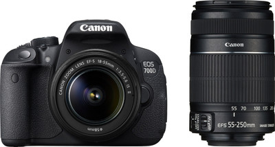 Canon EOS 700D with (EF S18 - 55 mm IS II and EF S55 - 250 mm IS II) DSLR Camera (Black)