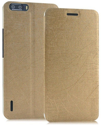 Heartly Flip Cover for Honor 6 Plus(Gold)