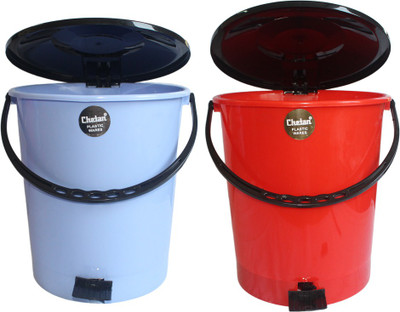 Chetan Pedal Bin Plastic Dustbin (Red, Blue, Pack of 2) Chetan Pedal Bin Plastic Dustbin (Red, Blue, Pack of 2)