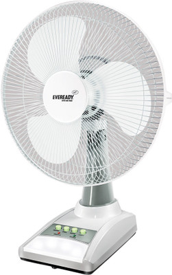 EVEREADY 14 inch RF03 Rechargeable 355 mm 3 Blade Table Fan(White)