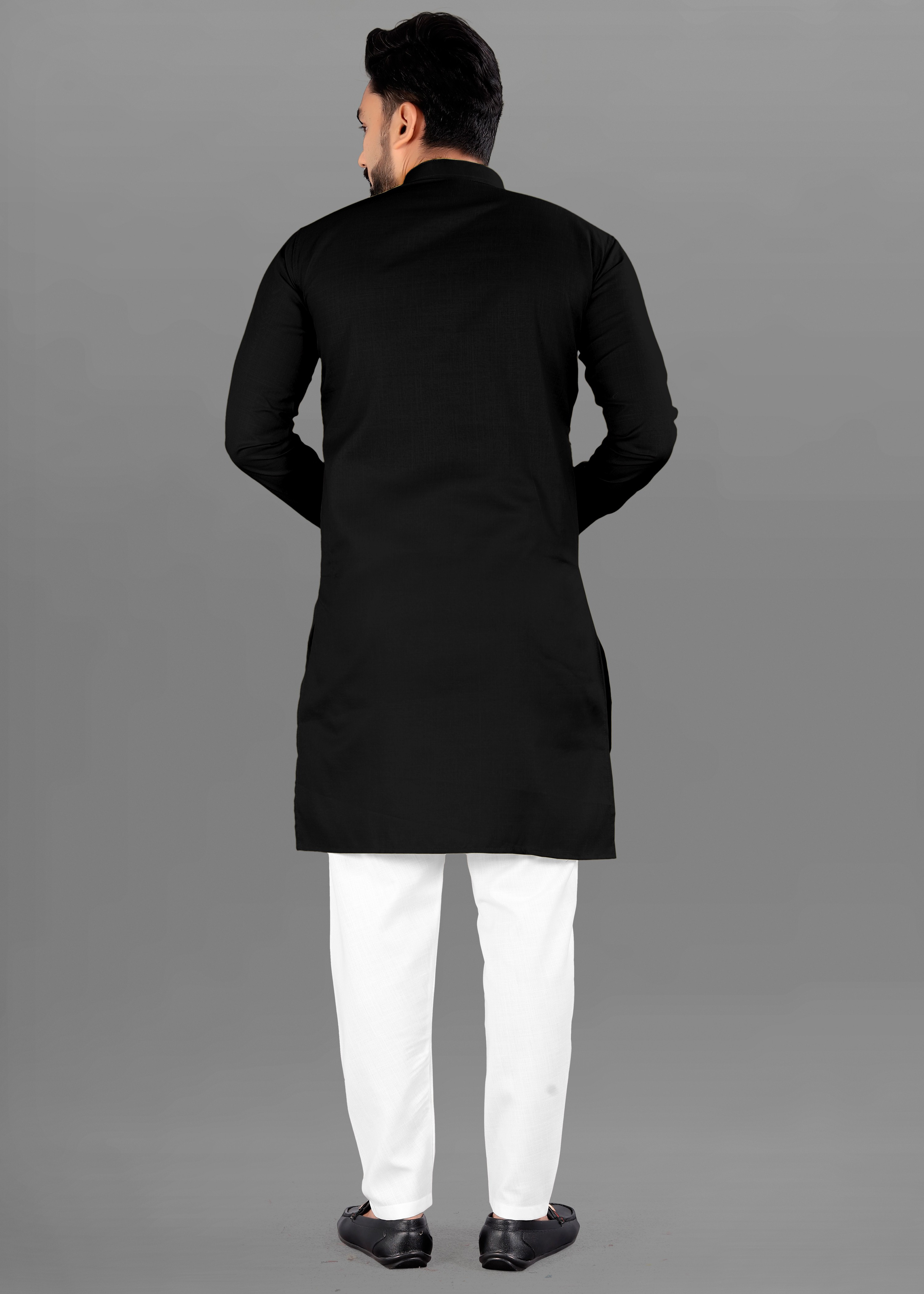 Golory men solid cotton blend straight kurta black ali2bd smart