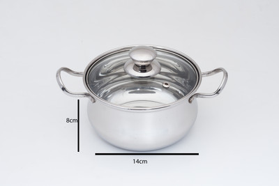 Tallboy SS Belly Dish with Glass Lid Pan, Pot Tallboy SS Belly Dish with Glass Lid Pan, Pot