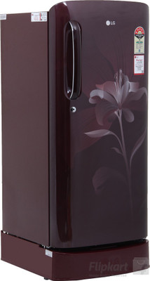 LG 190 L Direct Cool Single Door 3 Star Refrigerator with Base Drawer(Scarlet Lily, GL-D201ASLN)