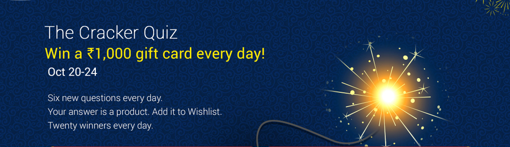 Flipkart Diwali Sale, Flipkart Happy Diwali Offers 2016 2 Flipkart the Cracker Quiz - Win a Rs.1000 Gift Card Every Day! (20 -24)